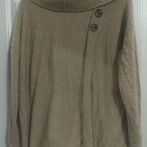 Ellen Tracy Brown Cowl Neck Sweater extra fine Merino wool S